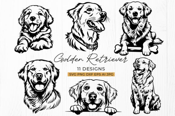 Golden Retriever Dog SVG PNG Bundle