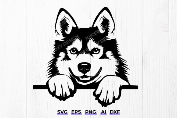 Peeking Siberian Husky Dog Svg