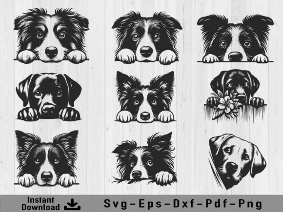 Peeking Vector Silhouette Dog Svg Bundle